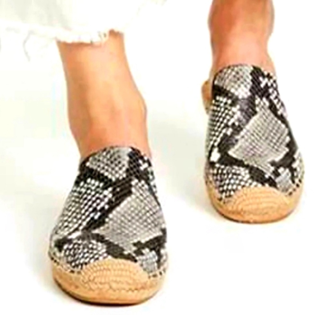 Tory Burch Max Women's Slide Mule Espadrille Shoes Snakeskin 8.5